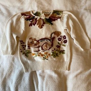 Marisa Christina hand knitted squirrel sweater